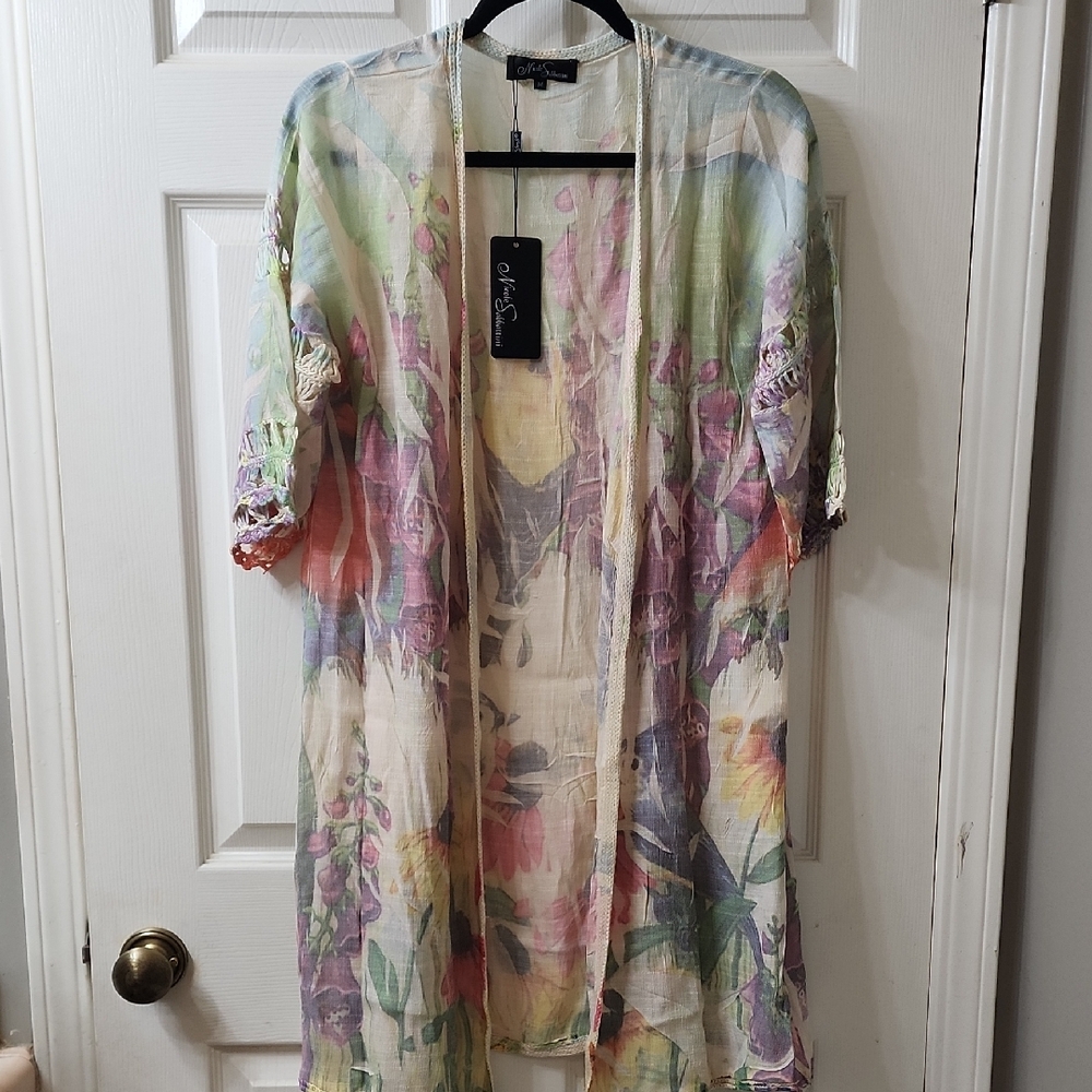 Nicole Sabbattini Pastel Floral Kimono NWT